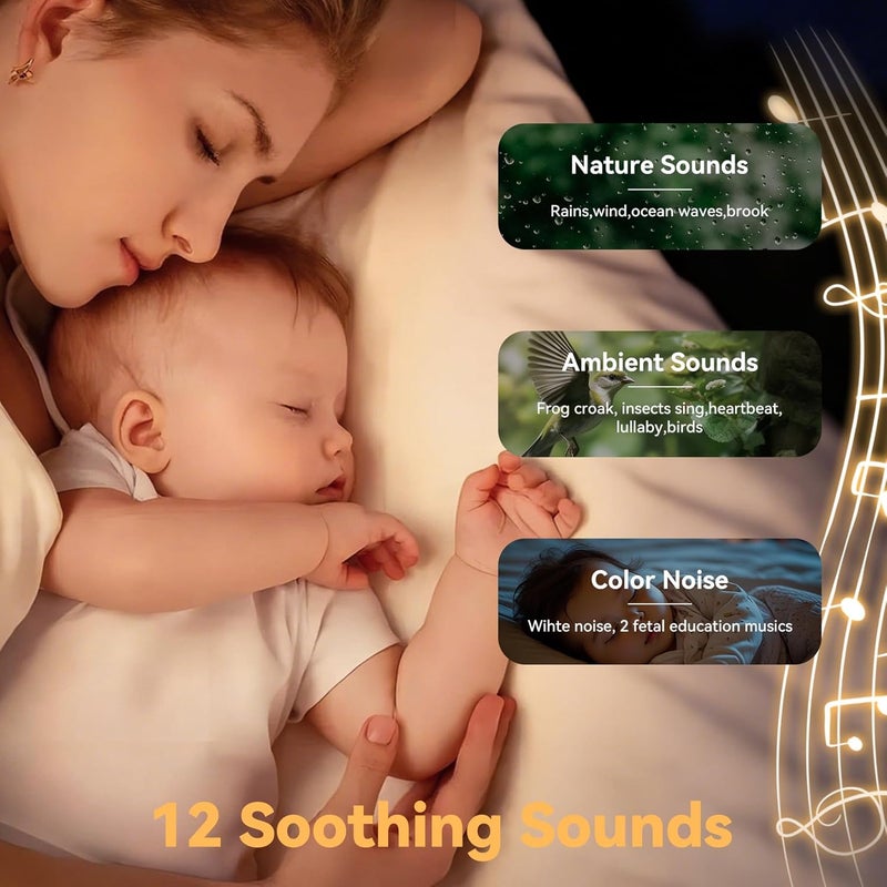 FENDALE Portable Sound Machine for Baby | White Noise | 12 Soothing Sounds | Noise Canceling for Travel, Office, Nursery | Baby Shower | Registry Gift | Sleep Soother for Babies Kids Adults | Mint - Image 3